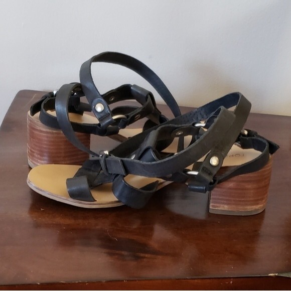TopShop Valley Gladiator Black Leather Sandals Size 40 - Picture 8 of 11